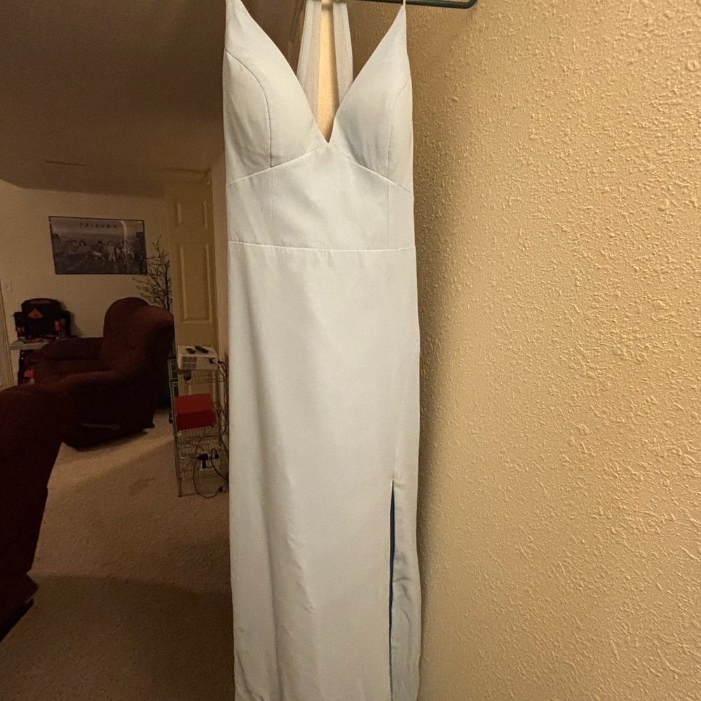 Elegant Light Blue Full Length Dress
